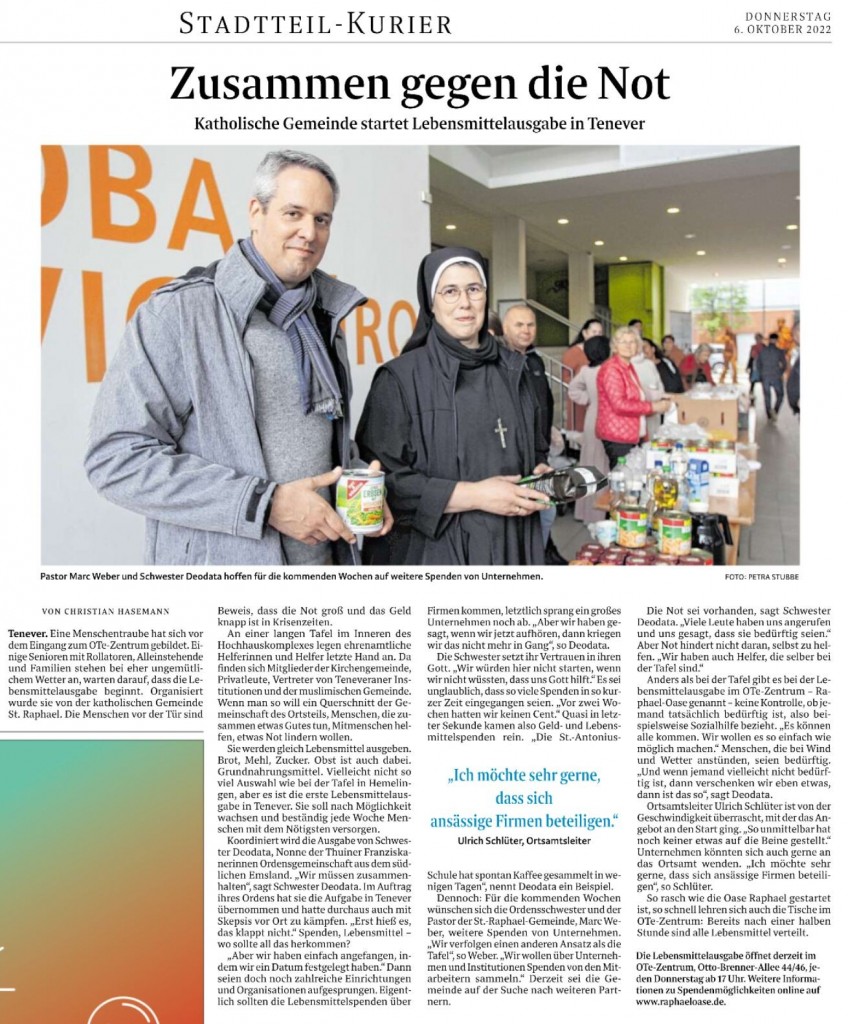 Weser-Kurier: Zusammen gegen die Not