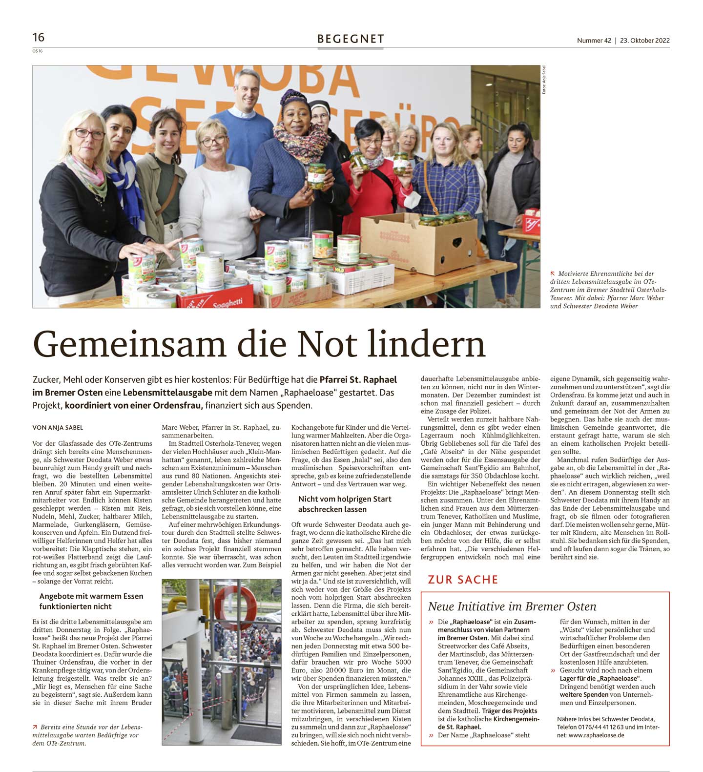 Kirchenbote Osnabrück: Gemeinsam die Not lindern