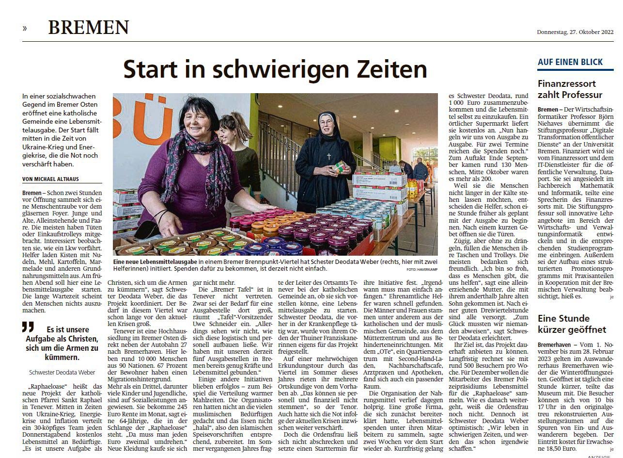 Kreiszeitung Syke: Start in schwierigen Zeiten